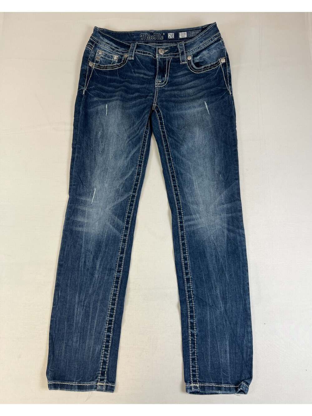 Miss Me Women Size 28 Skinny Blue Jeans JP7821S Embellished Pockets MK 667